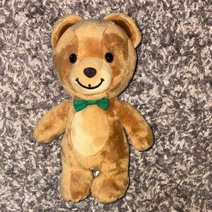 Gund Brown Plush Teddy Bear with Green Bow